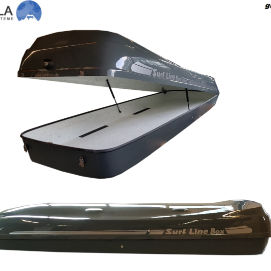 BigMalibu roof box with surfboard rack Premium roof box made of GRP