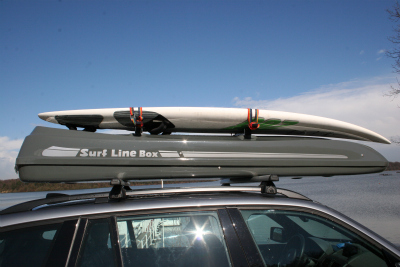 Coffre de toit SLB 660 avec fixation pour planche de surf - Coffre