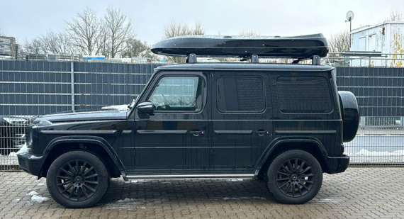 Mercedes G Klasse Kundenbilder MALIBU Dachbox mit Surfbretthalter